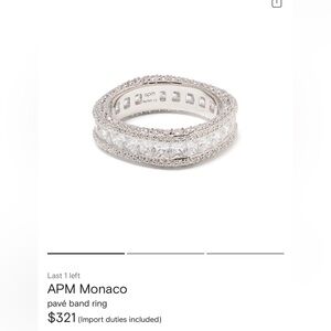 APM Monaco Dazzling Silver Ring - size 4.5 (pinky)